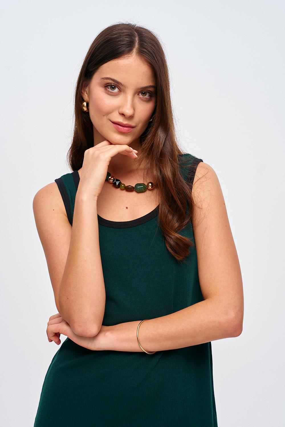 Sleeveless Emerald Green Mini Dress