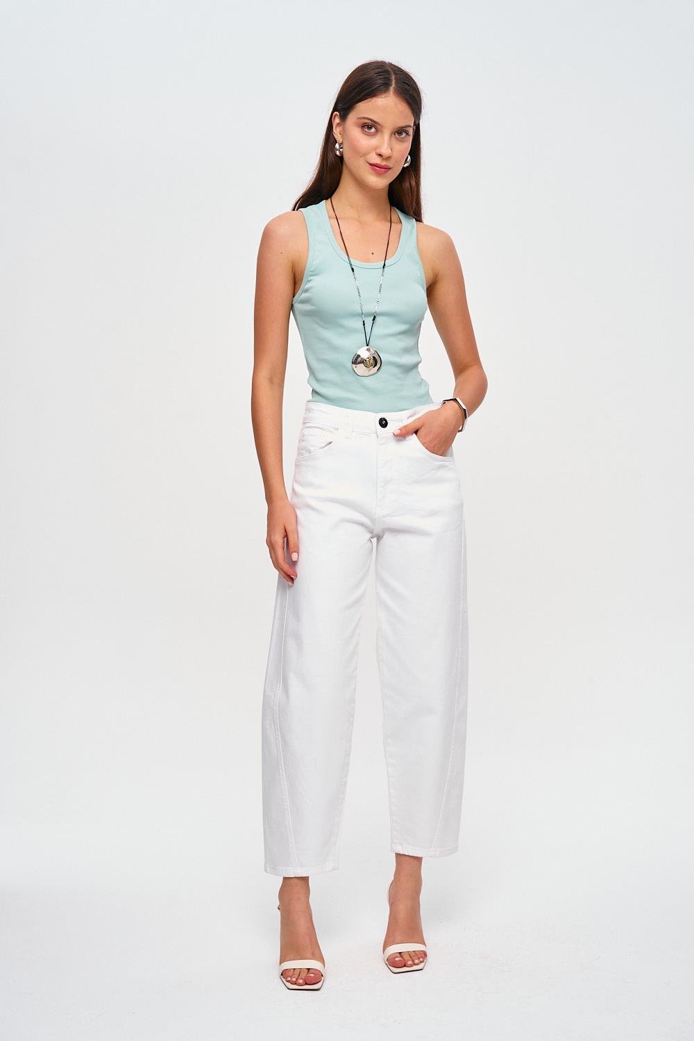 Balloon White Jeans for Women