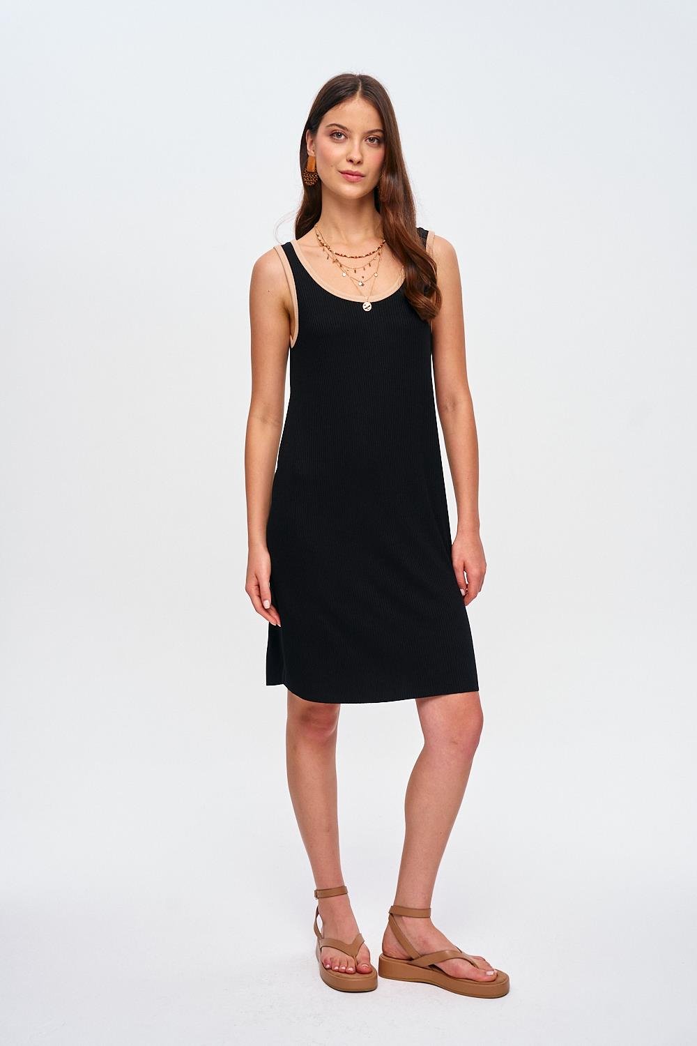 Basic Strappy Black Camisole Mini Dress