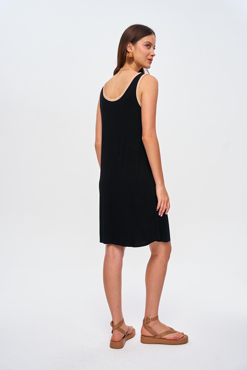 Basic Strappy Black Camisole Mini Dress