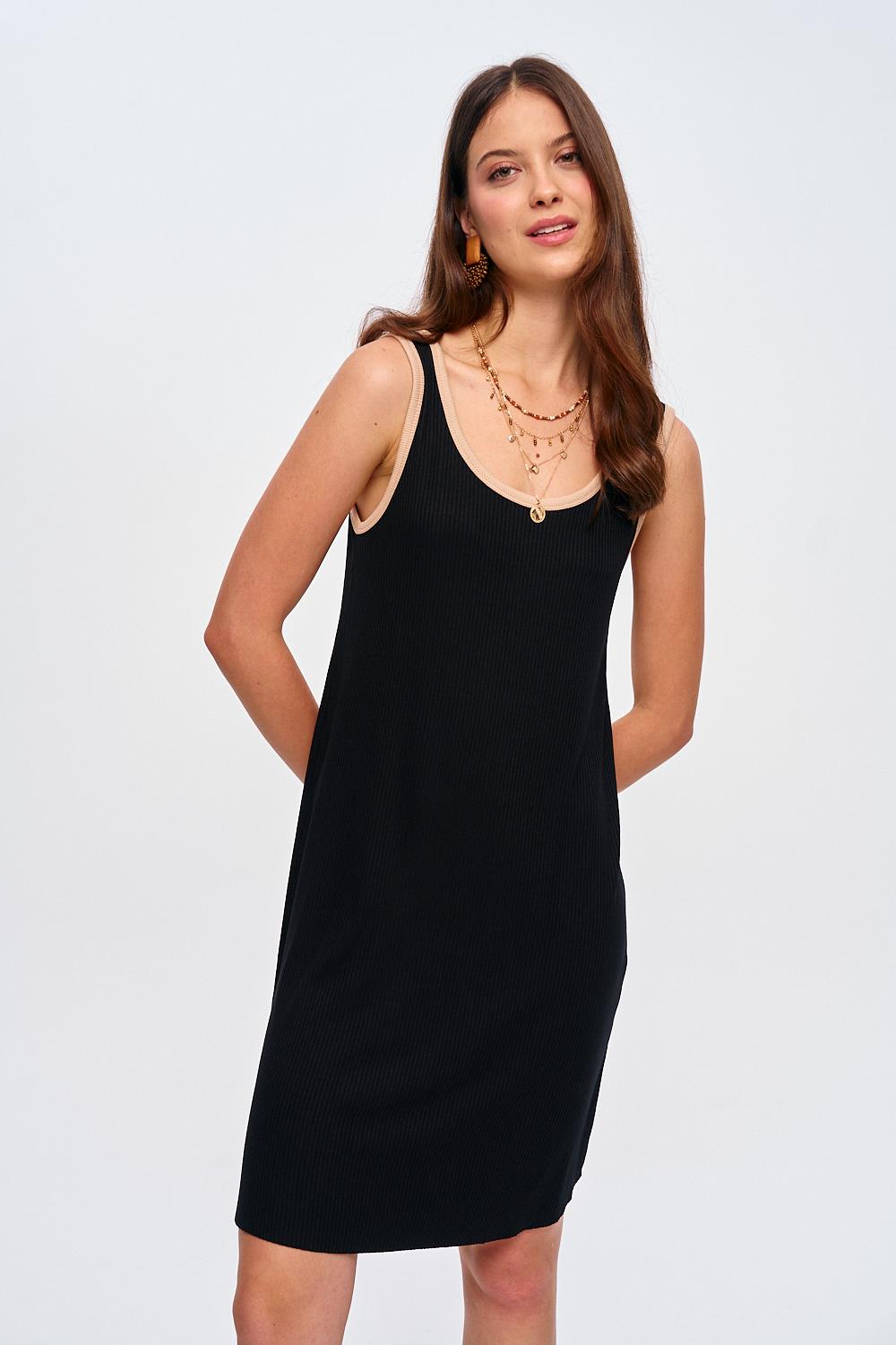 Basic Strappy Black Camisole Mini Dress