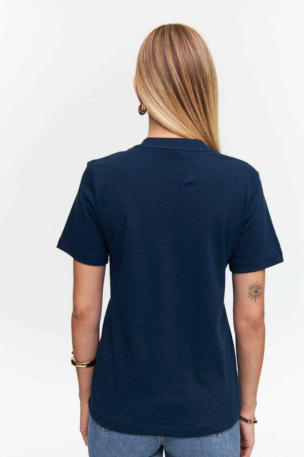 Kurzarm Navy Blau T-Shirt für Frauen