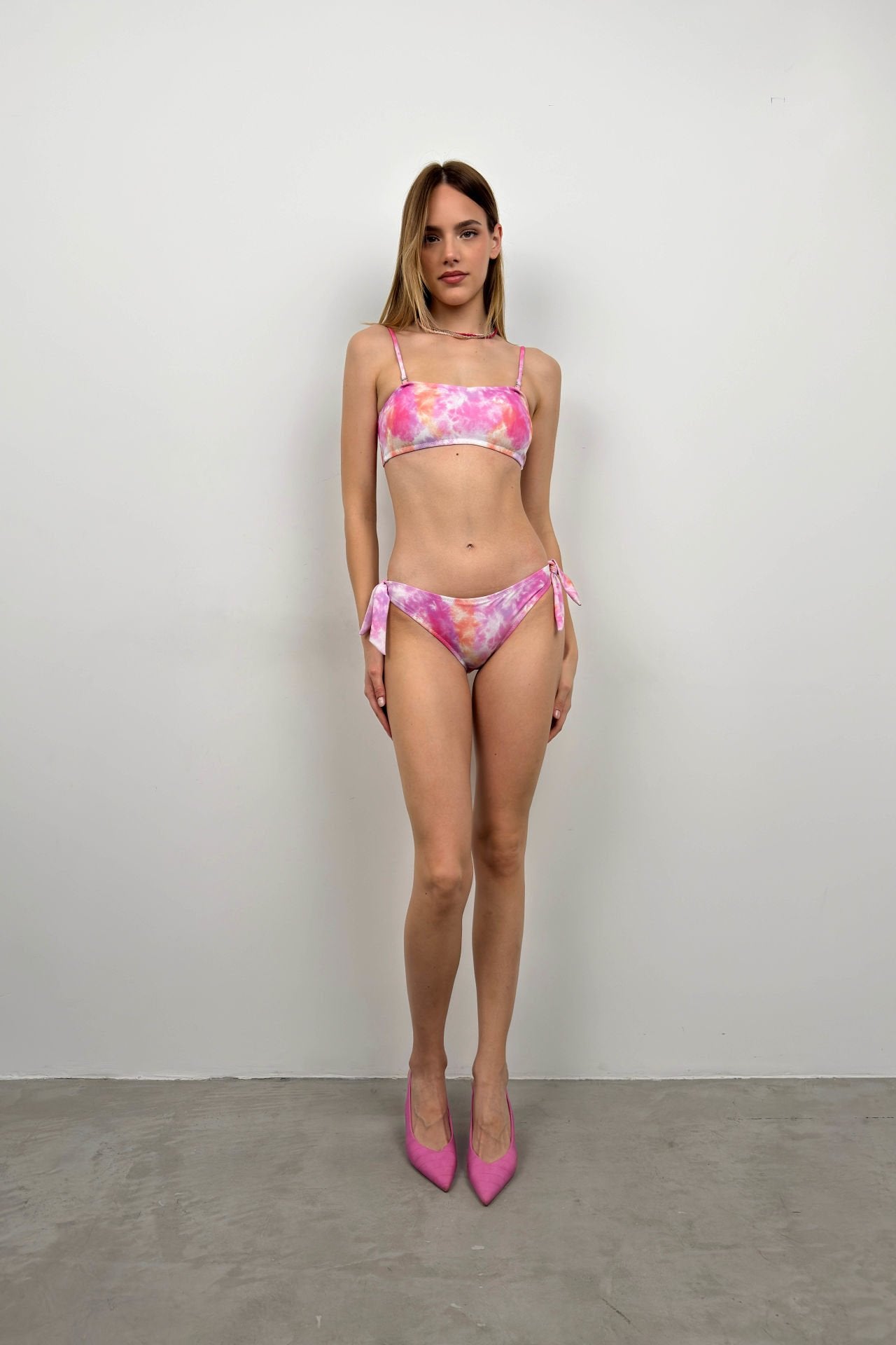 Batik Pattern Pink Bikini Set