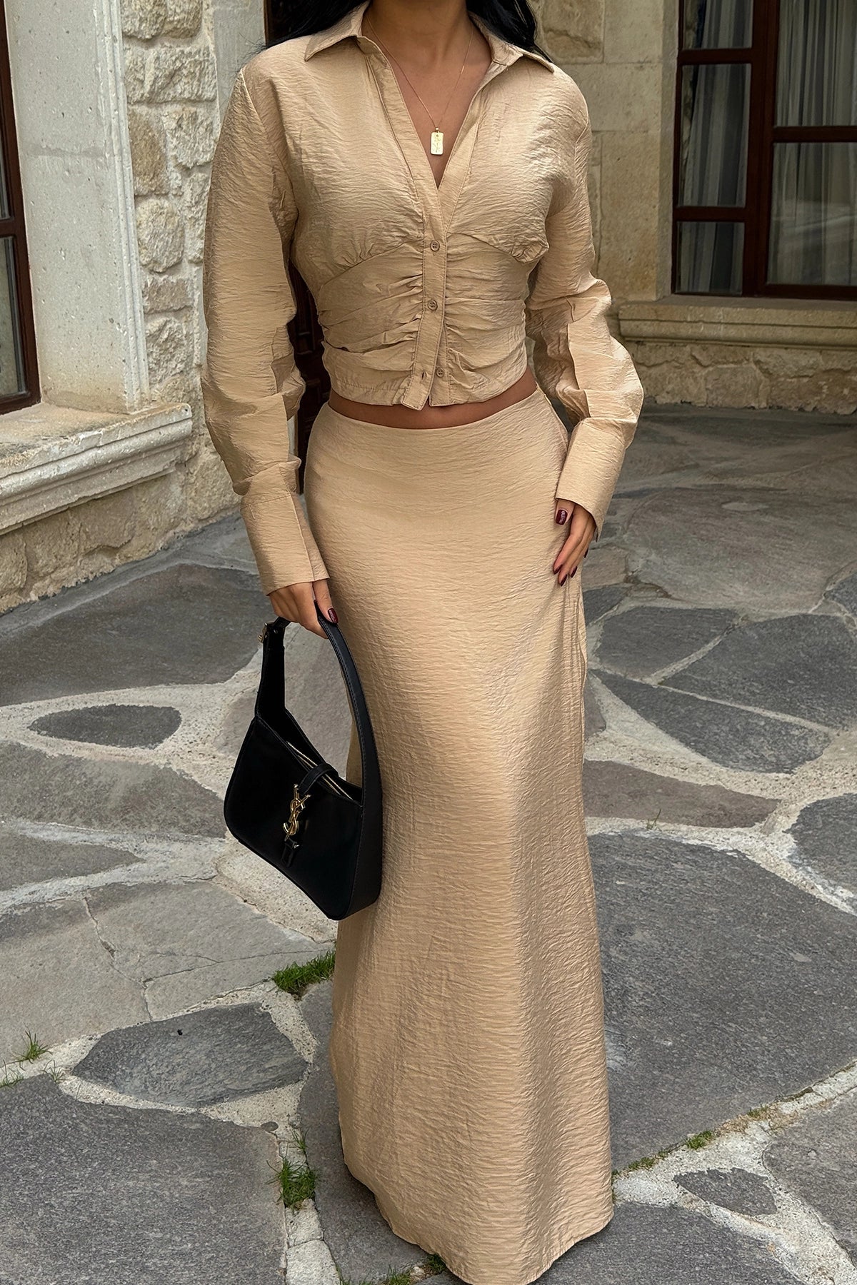 Beige Elegance Skirt Set for Women