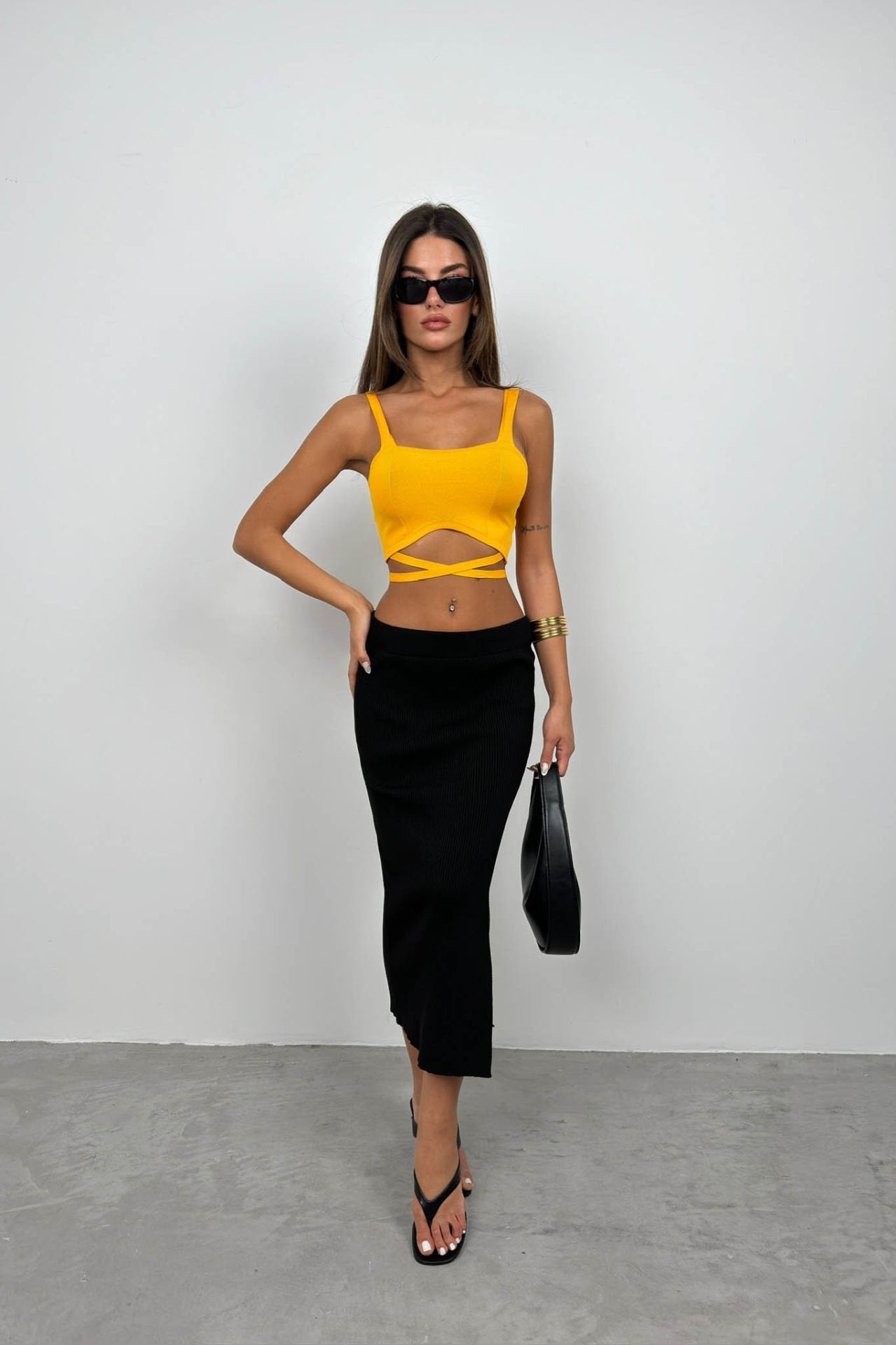 Tailliertes oranges Crop-Top