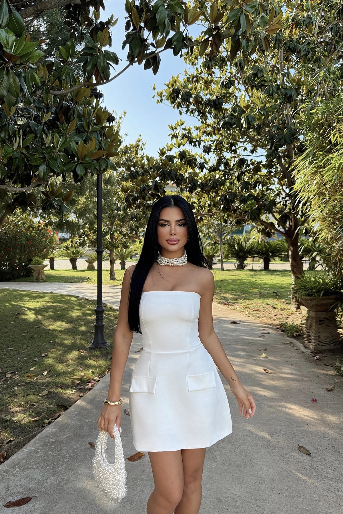 Off-Shoulder White Mini Dress