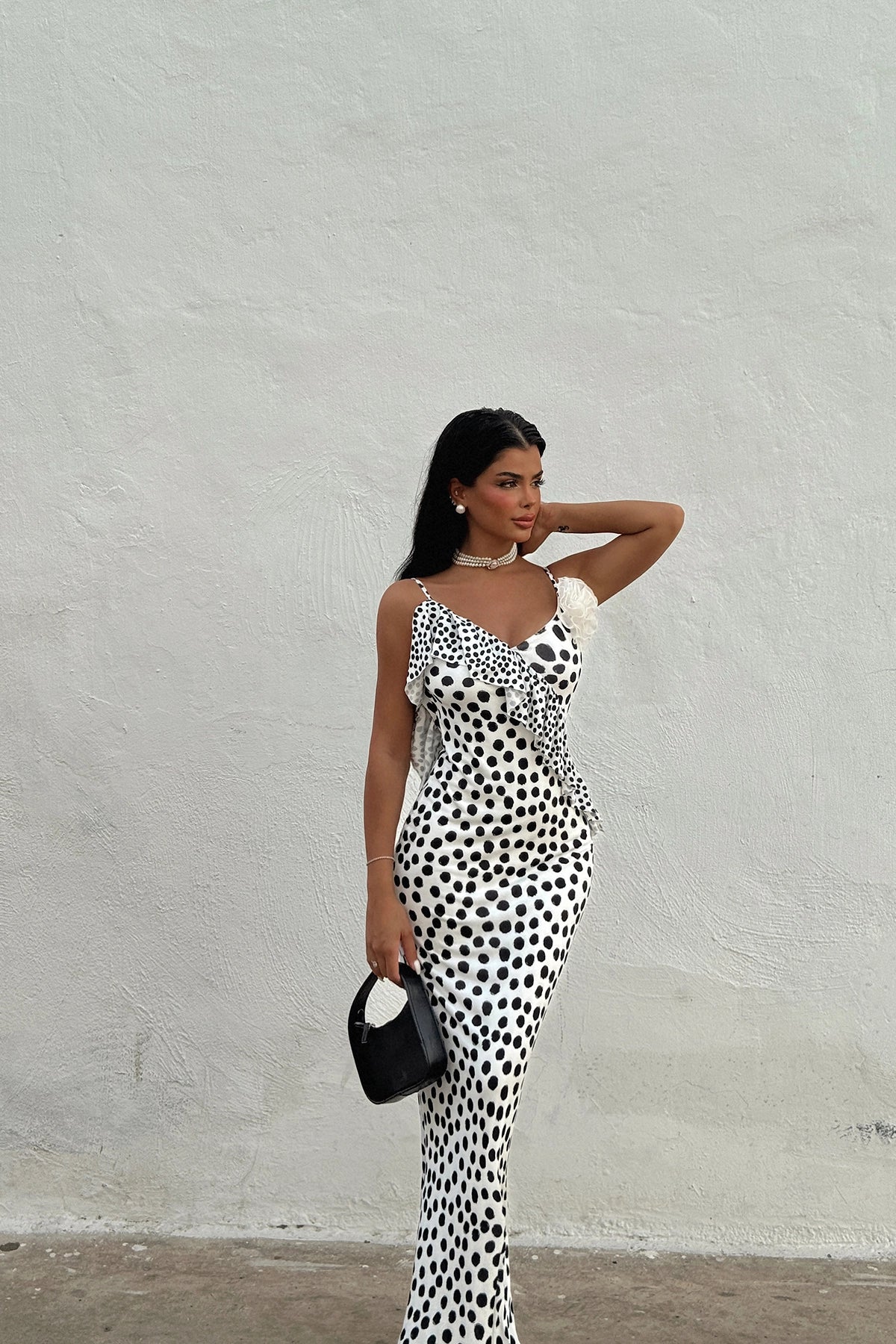 Polka Dot White Maxi Dress