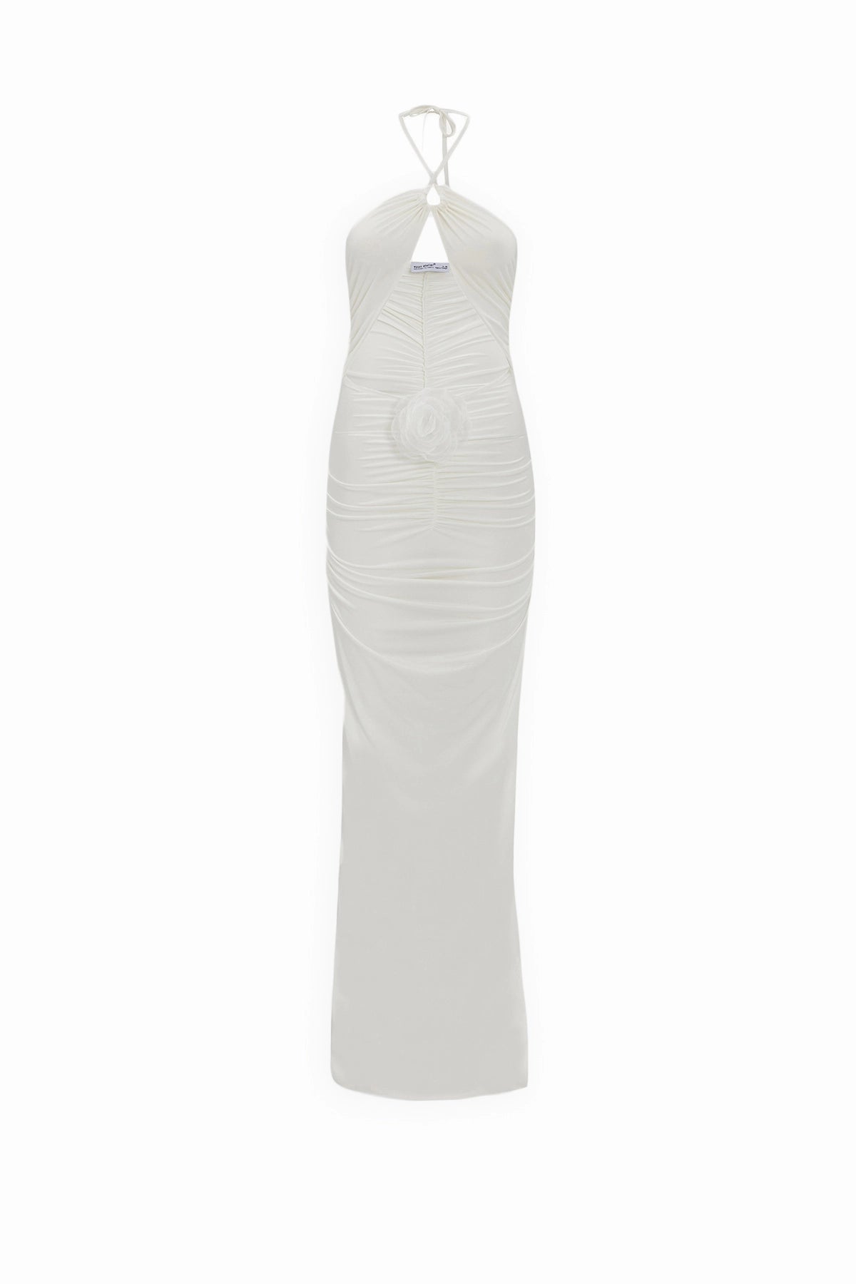 Backless Window Detailed White Maxi Dress