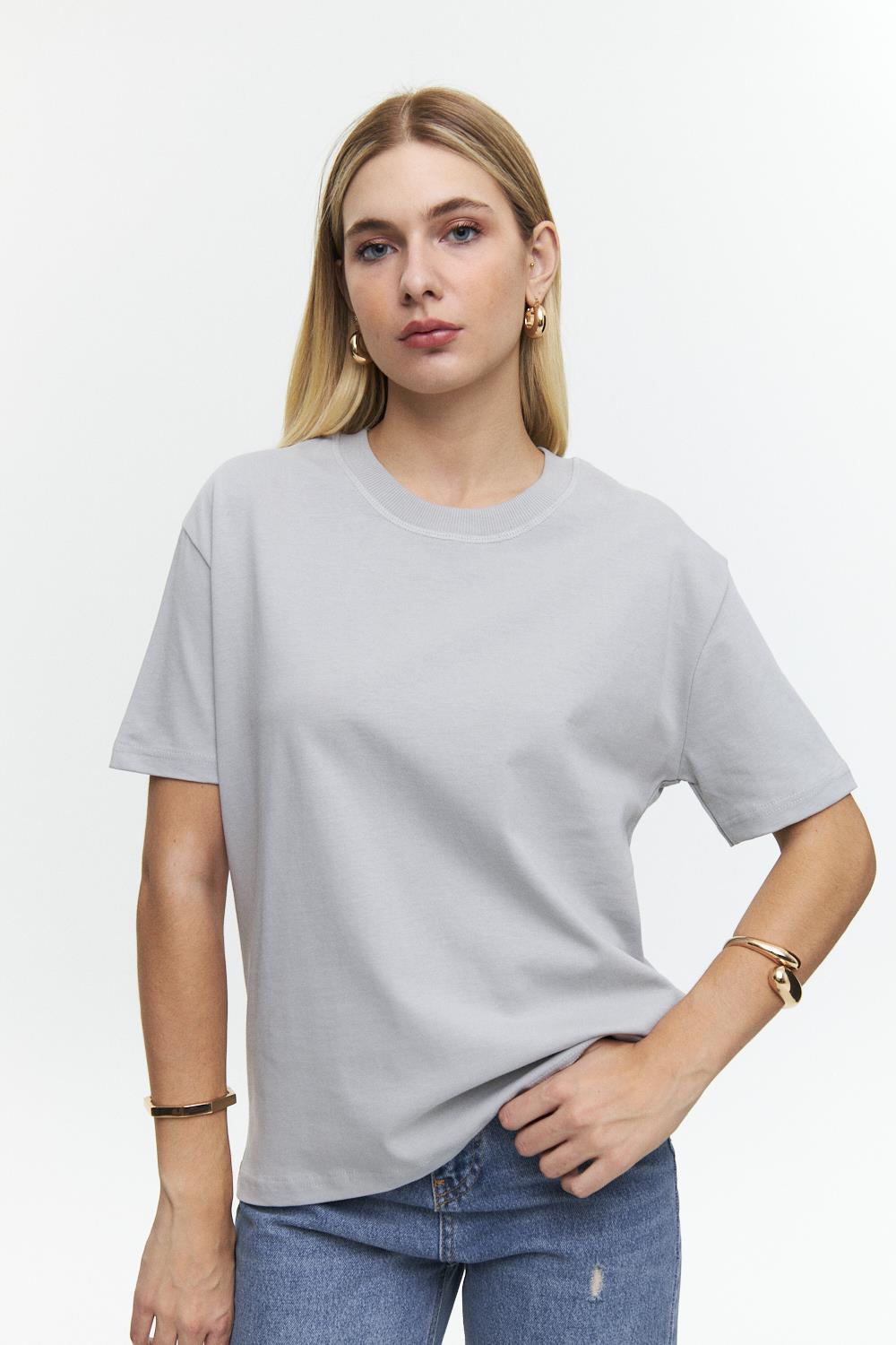 Crew Neck Basic Green T-Shirt for Women