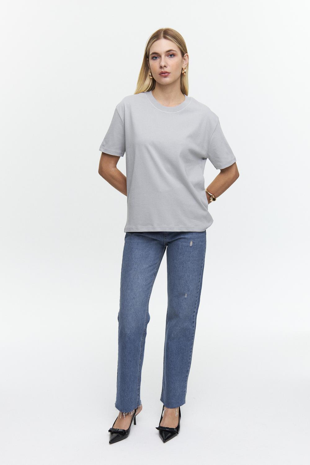 Crew Neck Basic Grünes T-Shirt für Frauen