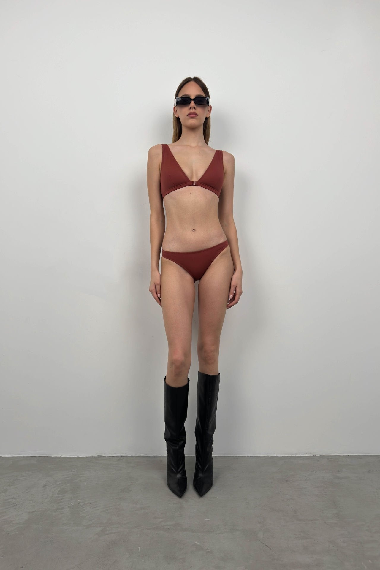 V-Shaped Brown Bikini Set