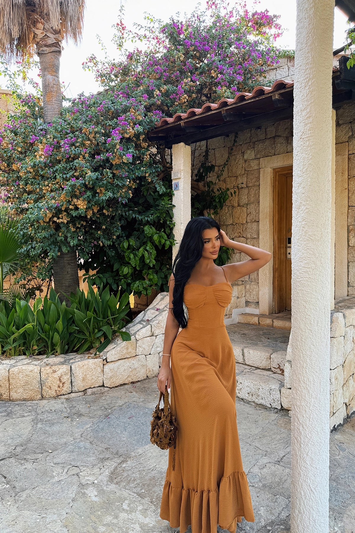 Basic Sleeveless Camel Maxi Dress