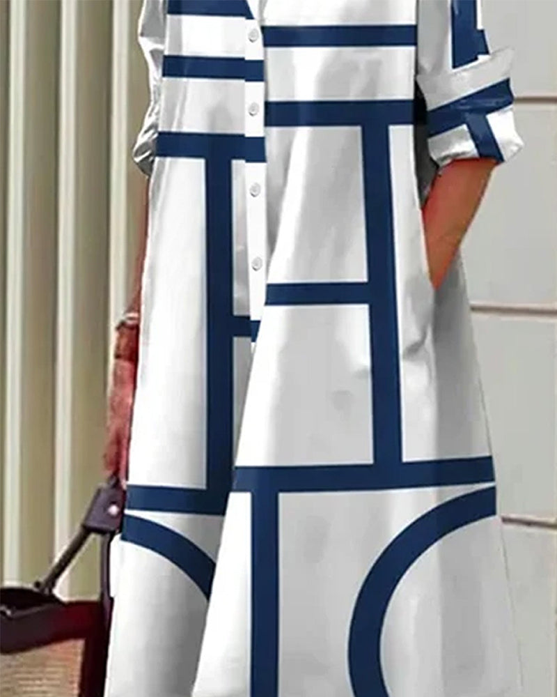 Thalia | Stylish Button-Front Midi Dress with Pockets