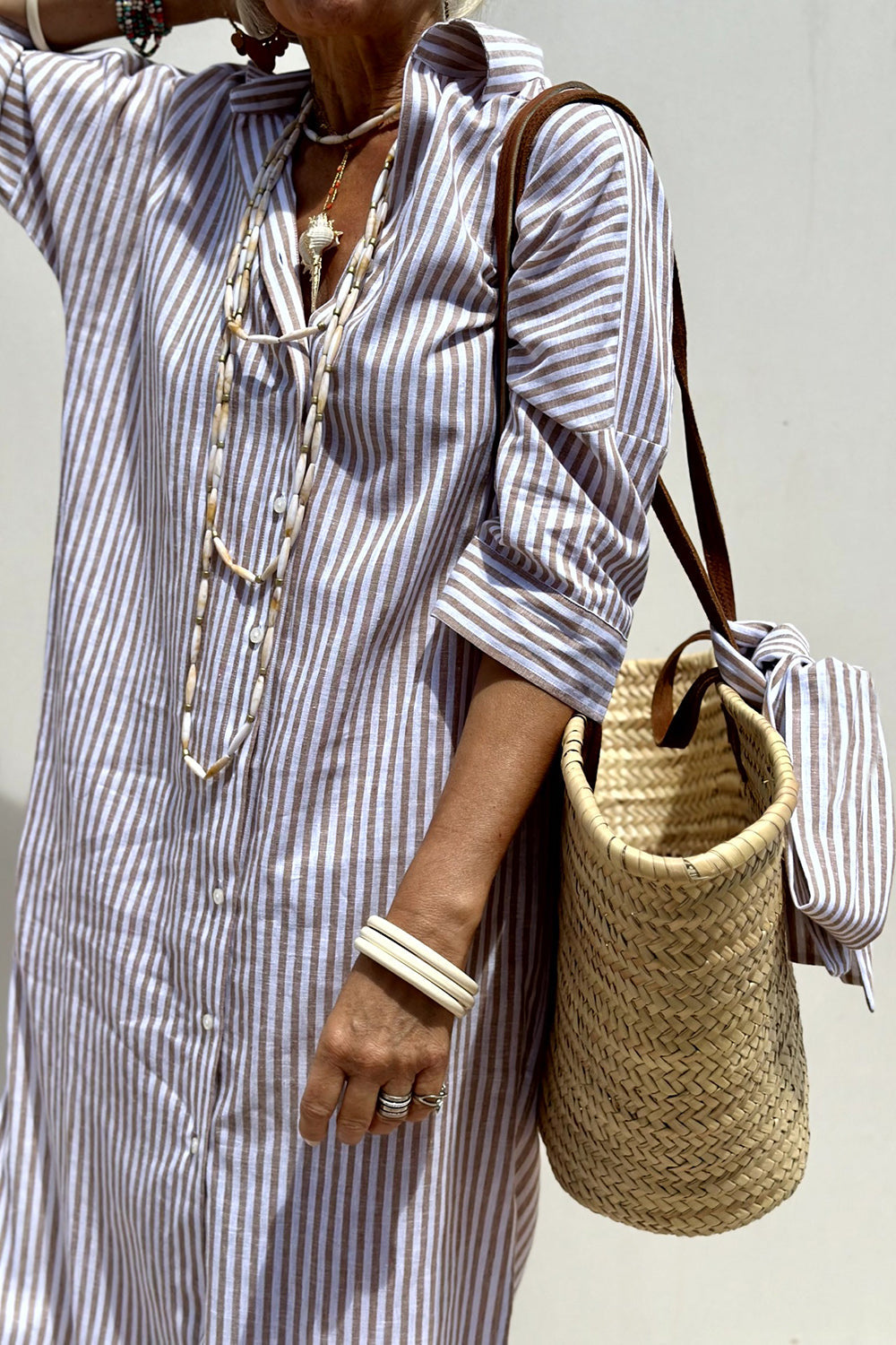 Sophia | Stylish Striped Midi Dress with Button-Front