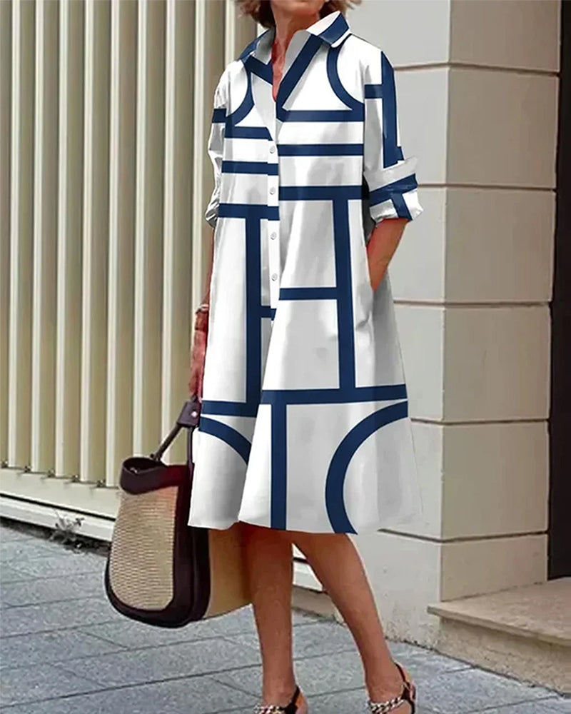 Thalia | Stylish Button-Front Midi Dress with Pockets