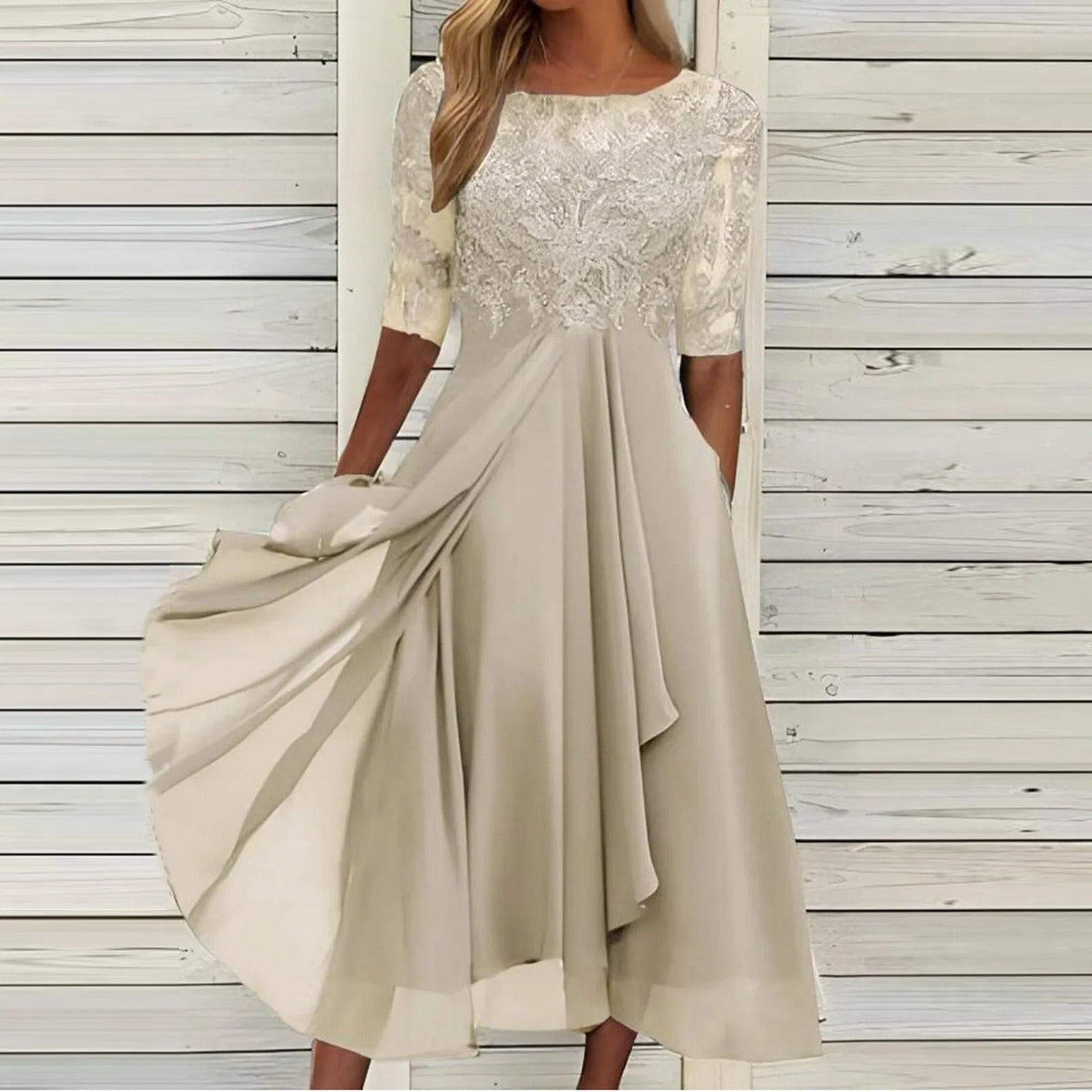 Brivona | Timeless Lace Maxi Dress for Effortless Elegance