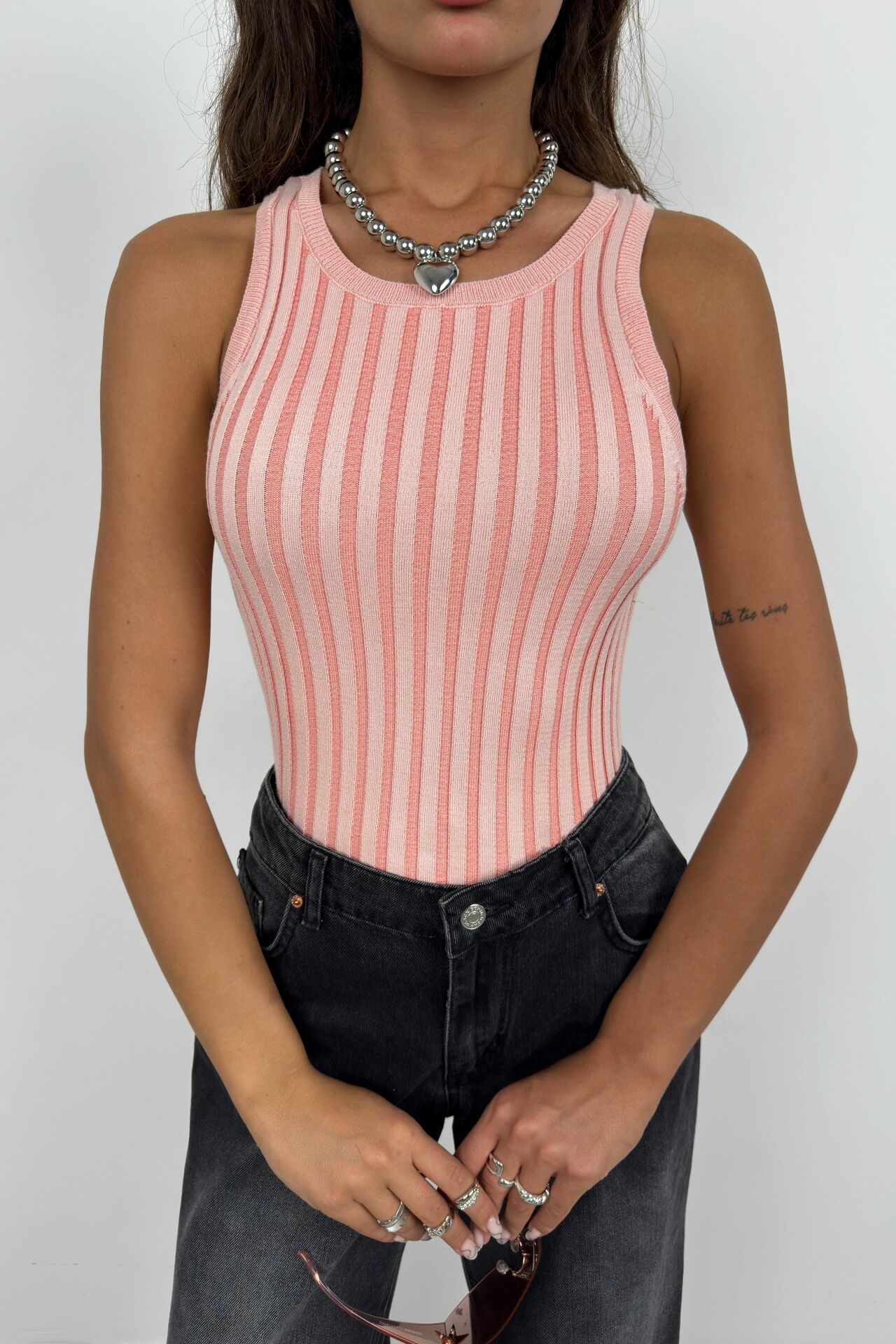 Ribbed Swim Neck Blouse