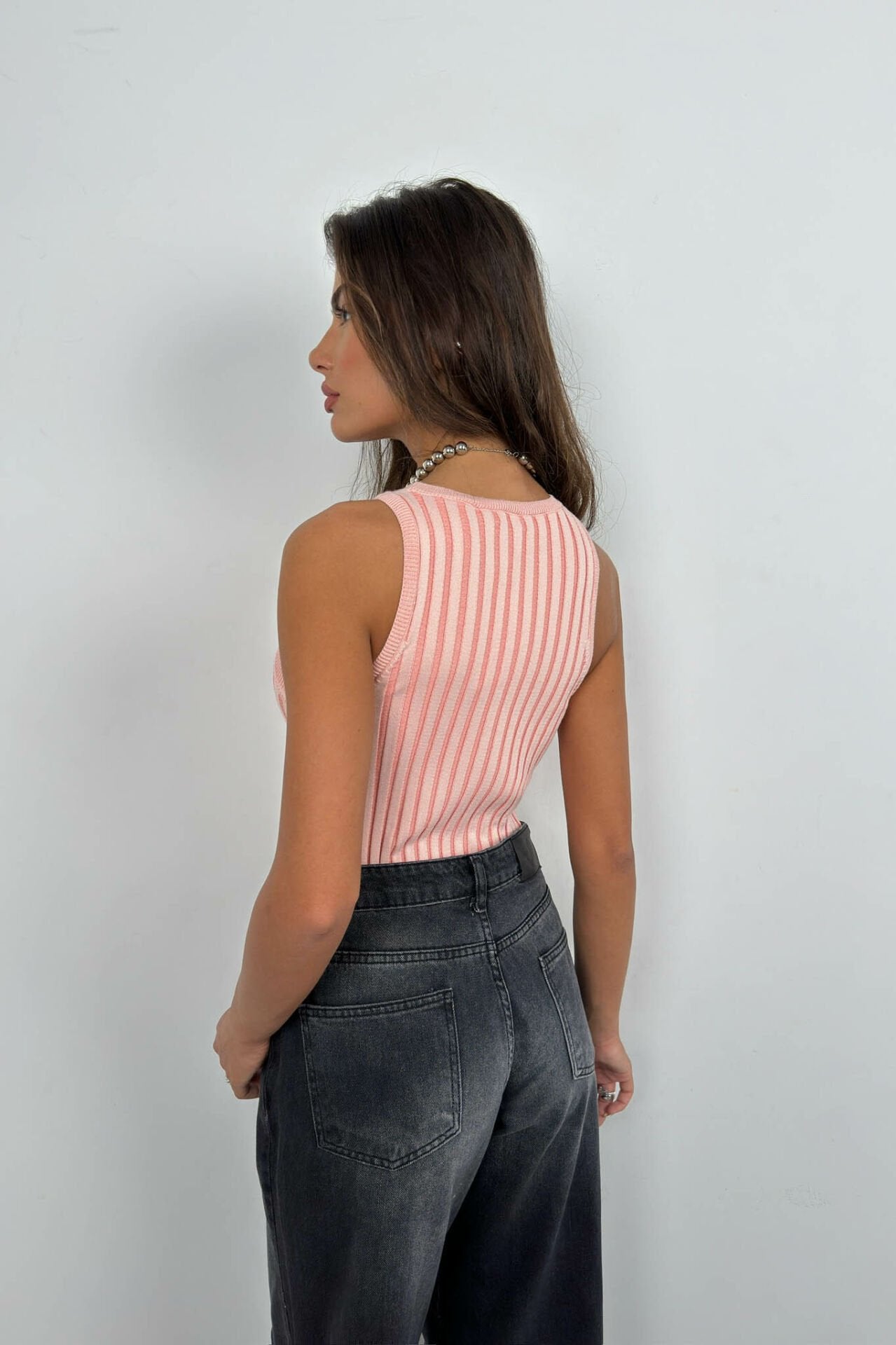 Ribbed Swim Neck Blouse