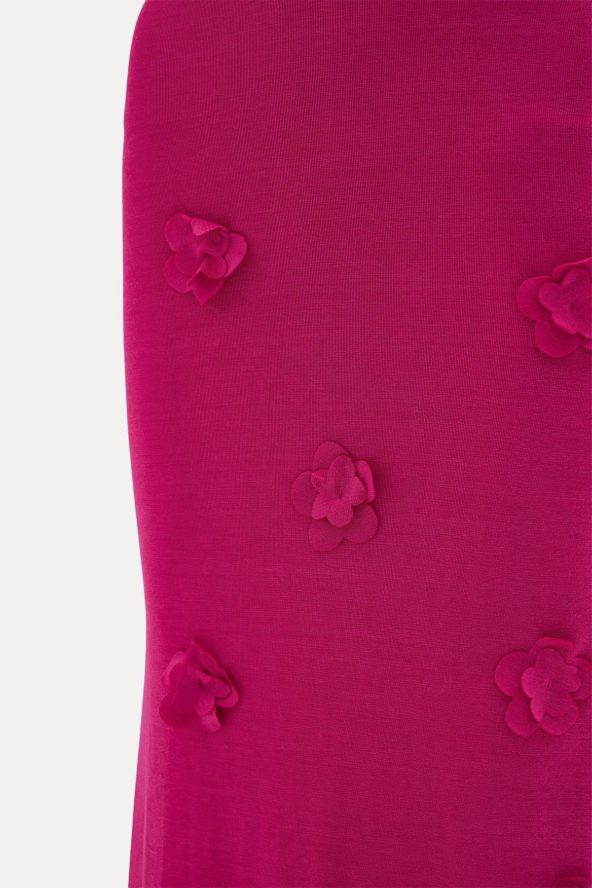 Flower Detail Halter Neckline Fuchsia Maxi Dress