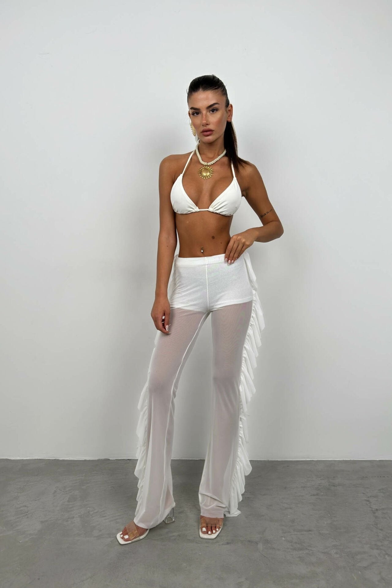 Layered Transparent White Trousers