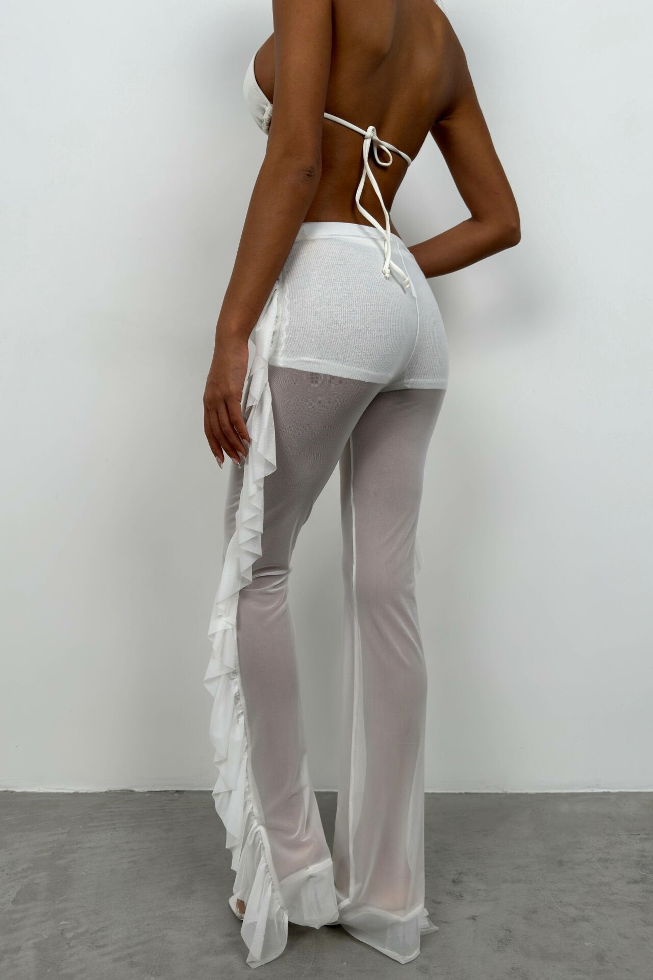 Layered Transparent White Trousers