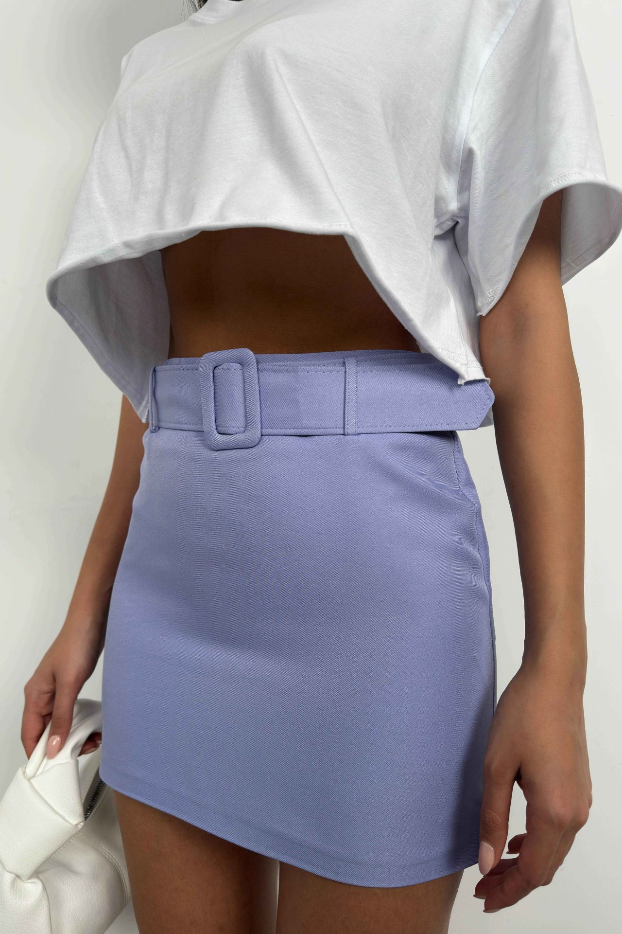 Belted Lilac Mini Skirt