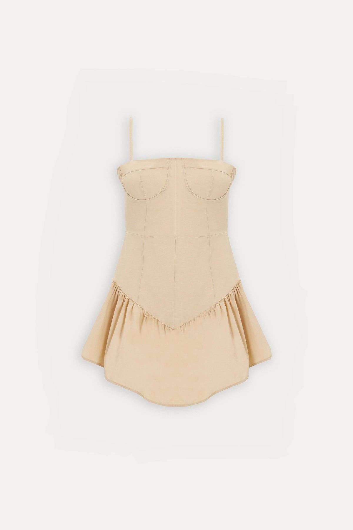 Strappy Cream Mini Dress with Ruffled Detail