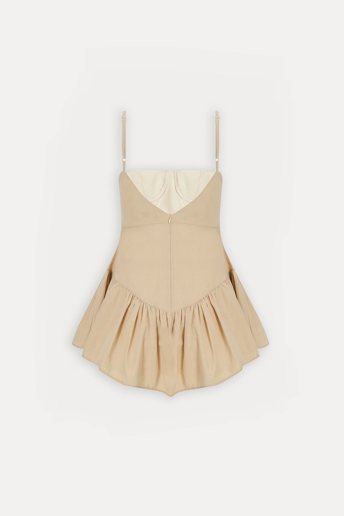 Strappy Cream Mini Dress with Ruffled Detail