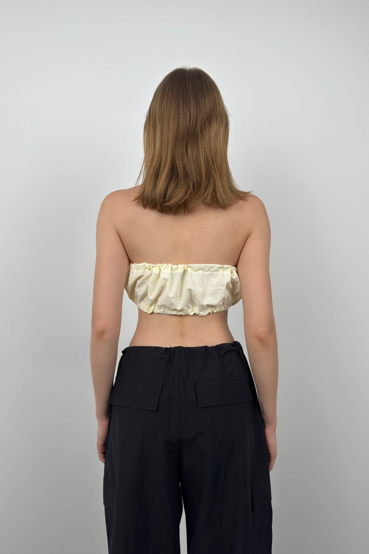 Off-Shoulder Weißes Crop Top mit Elastischem Bund