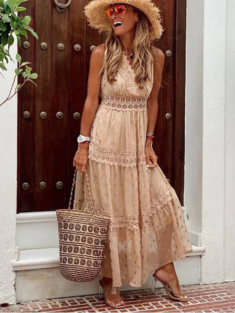 Lola | Elegant Boho Lace Maxi Dress Perfect for Summer