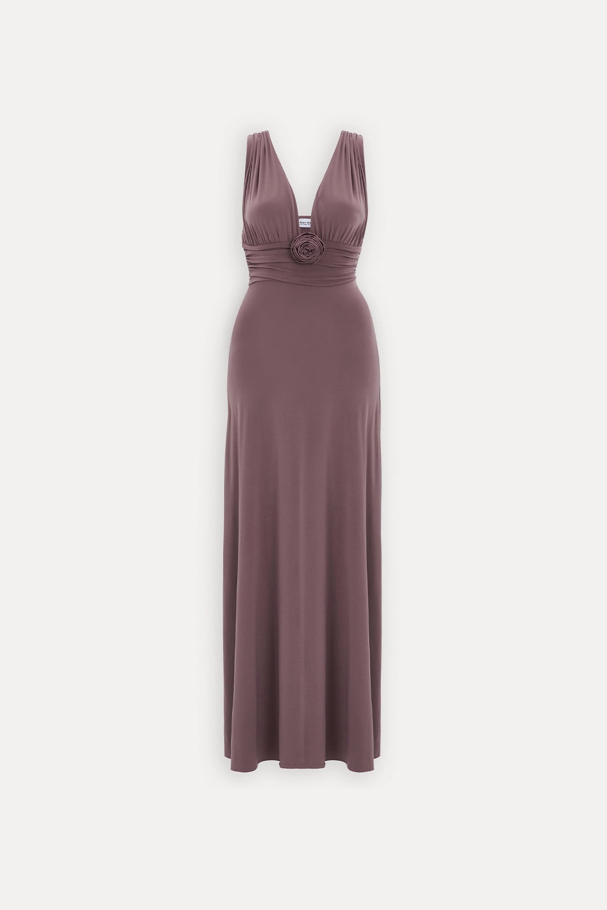 Rose Detailed Plum Maxi Dress