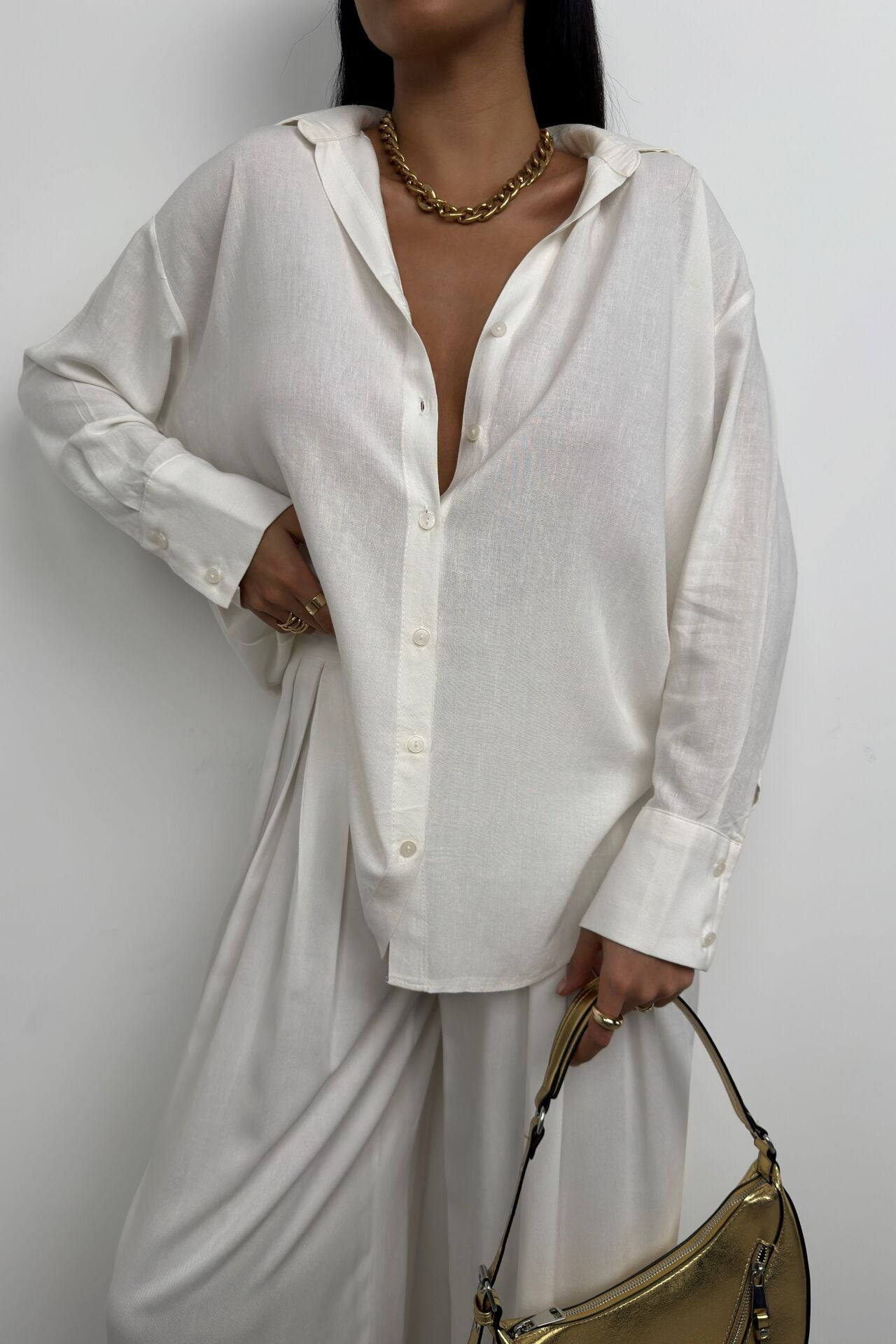 Oversize White Linen Shirt