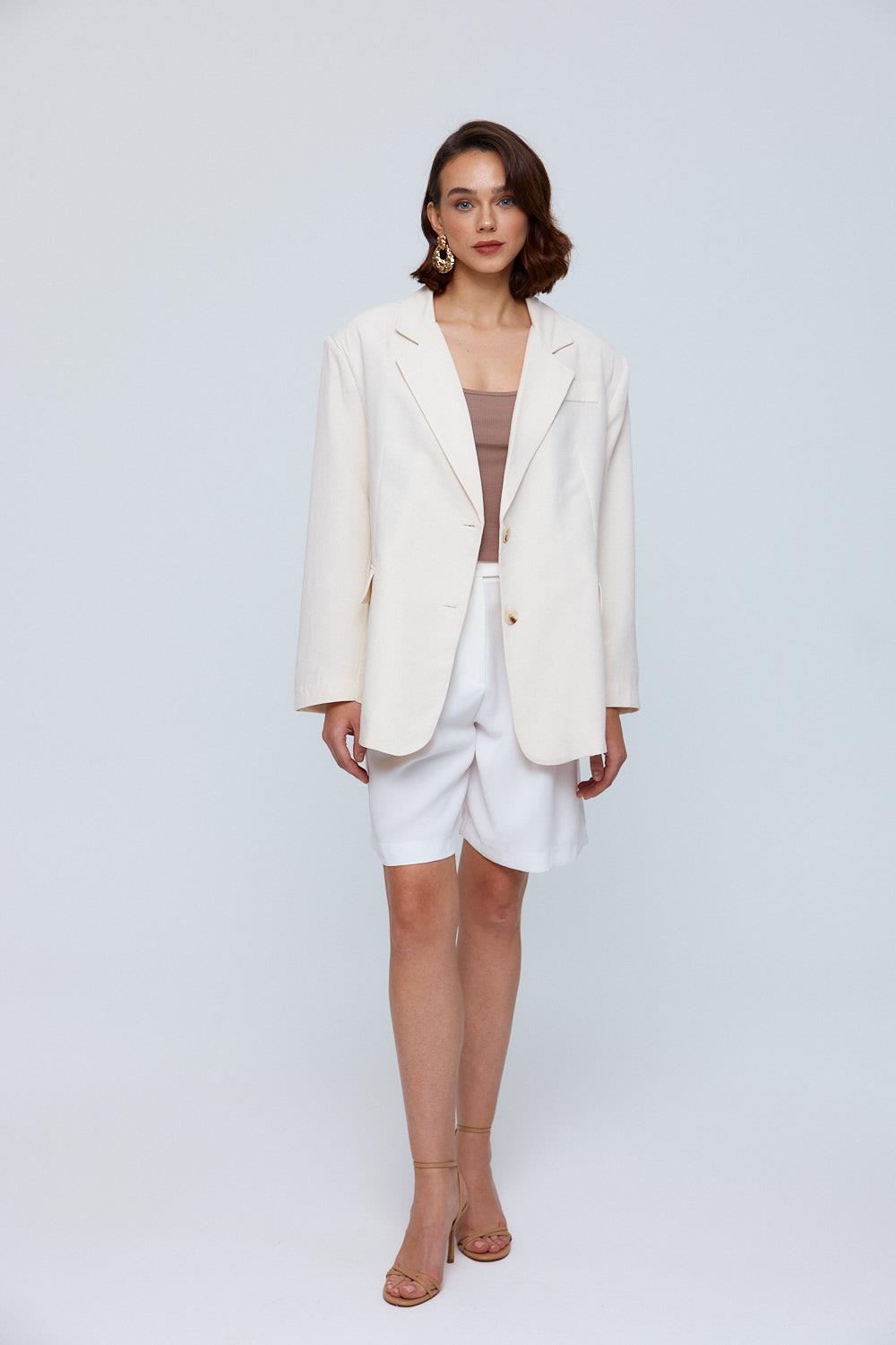 Oversized Linen Ecru Jacket for Women