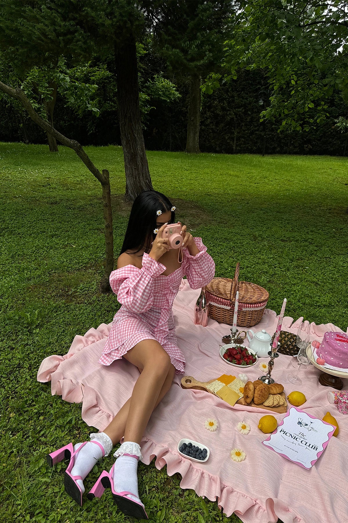 Ruffled Pink Gingham Mini Dress