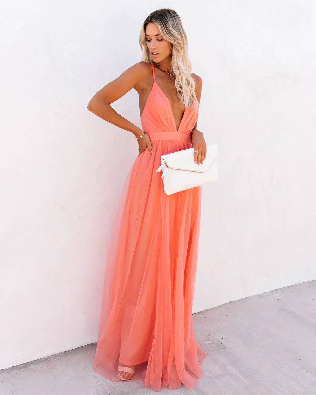 Abigail | Stylish Apricot Maxi Dress Perfect for Any Occasion