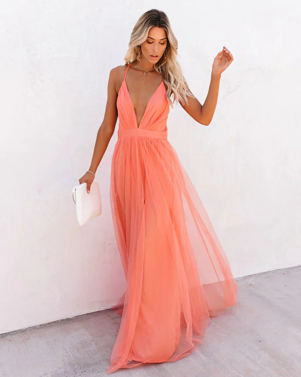 Abigail | Stylish Apricot Maxi Dress Perfect for Any Occasion
