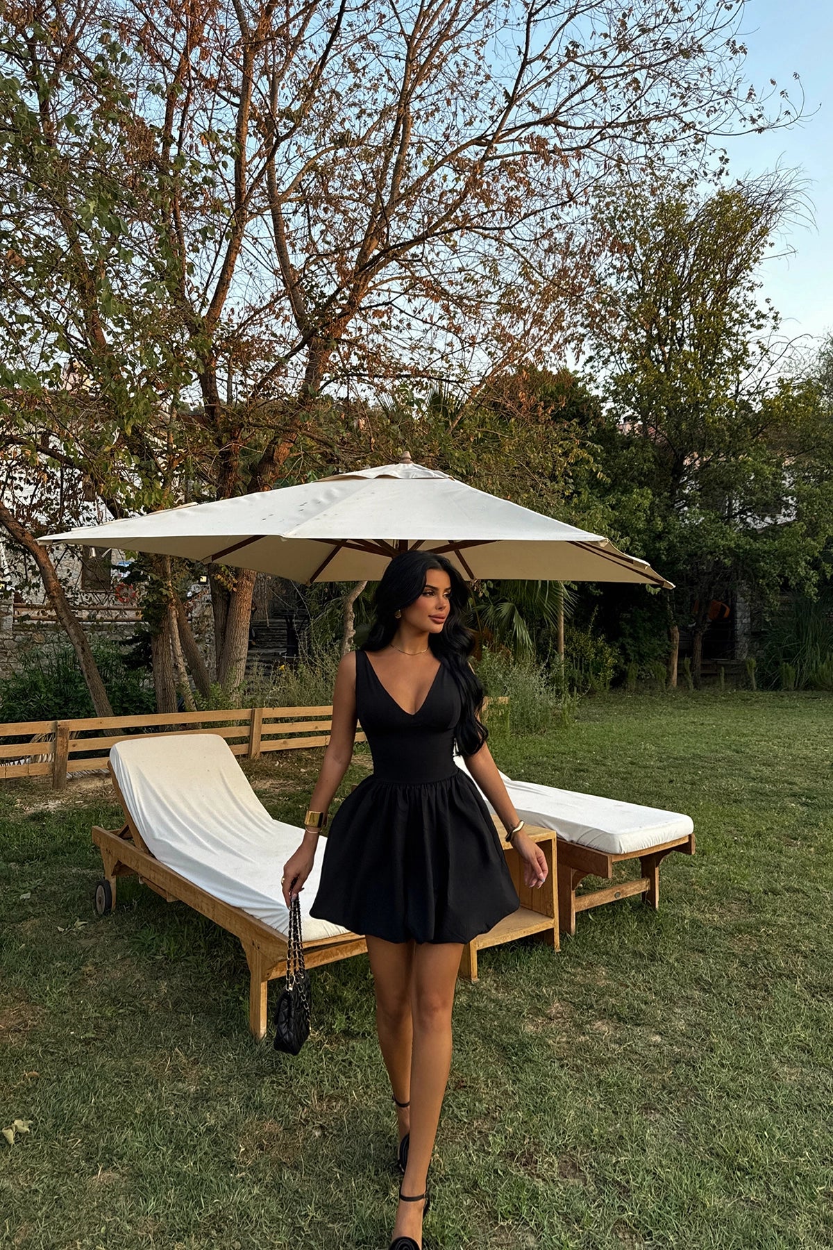 Basic Black Mini Dress with V-Neck