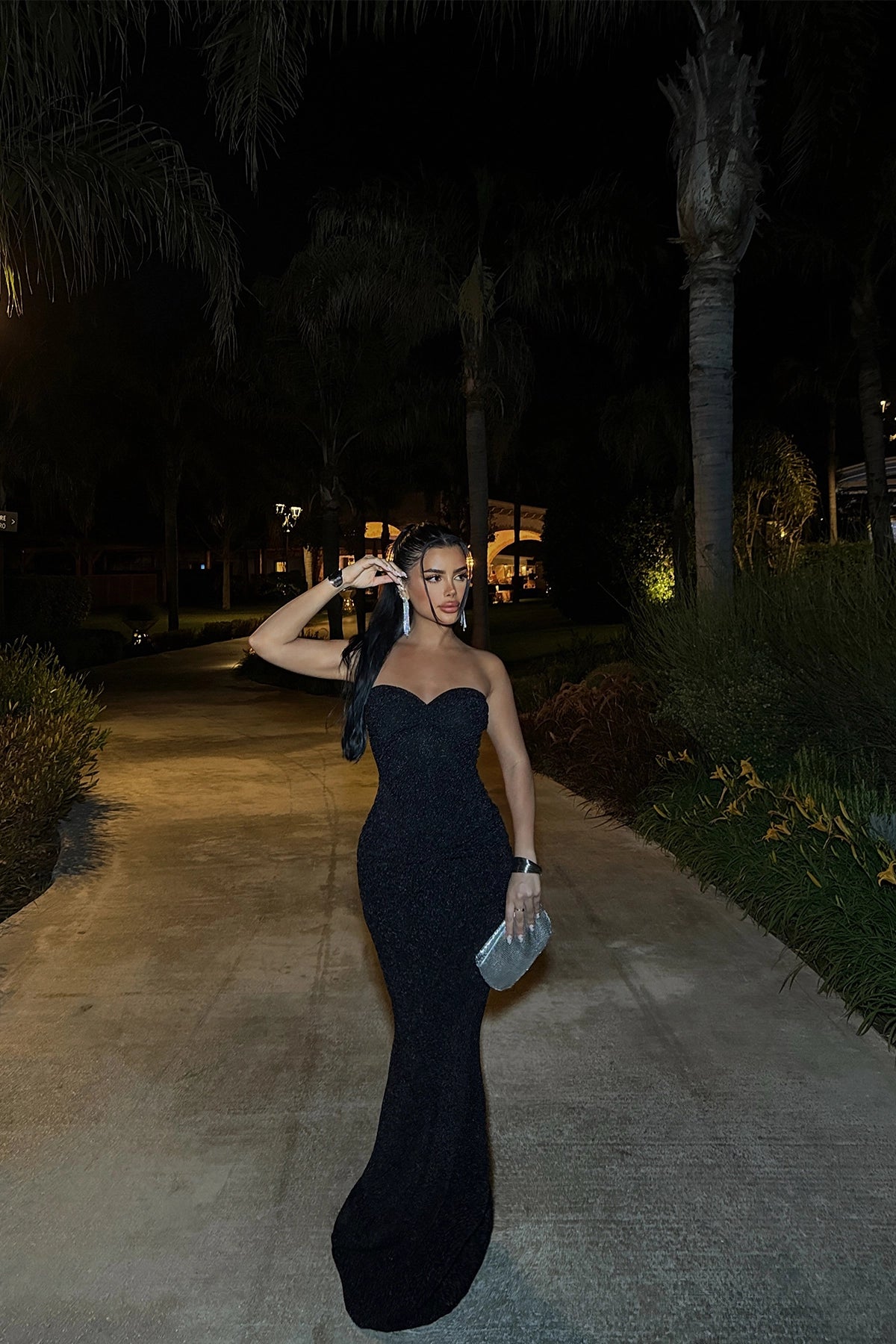 Off-Shoulder Strapless Black Maxi Dress