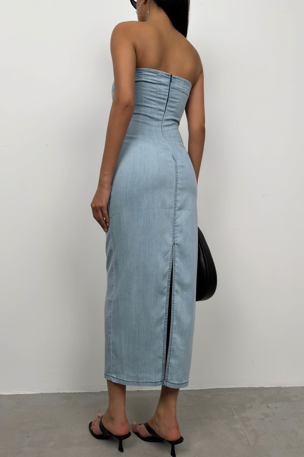 Strapless Light Blue Denim Dress