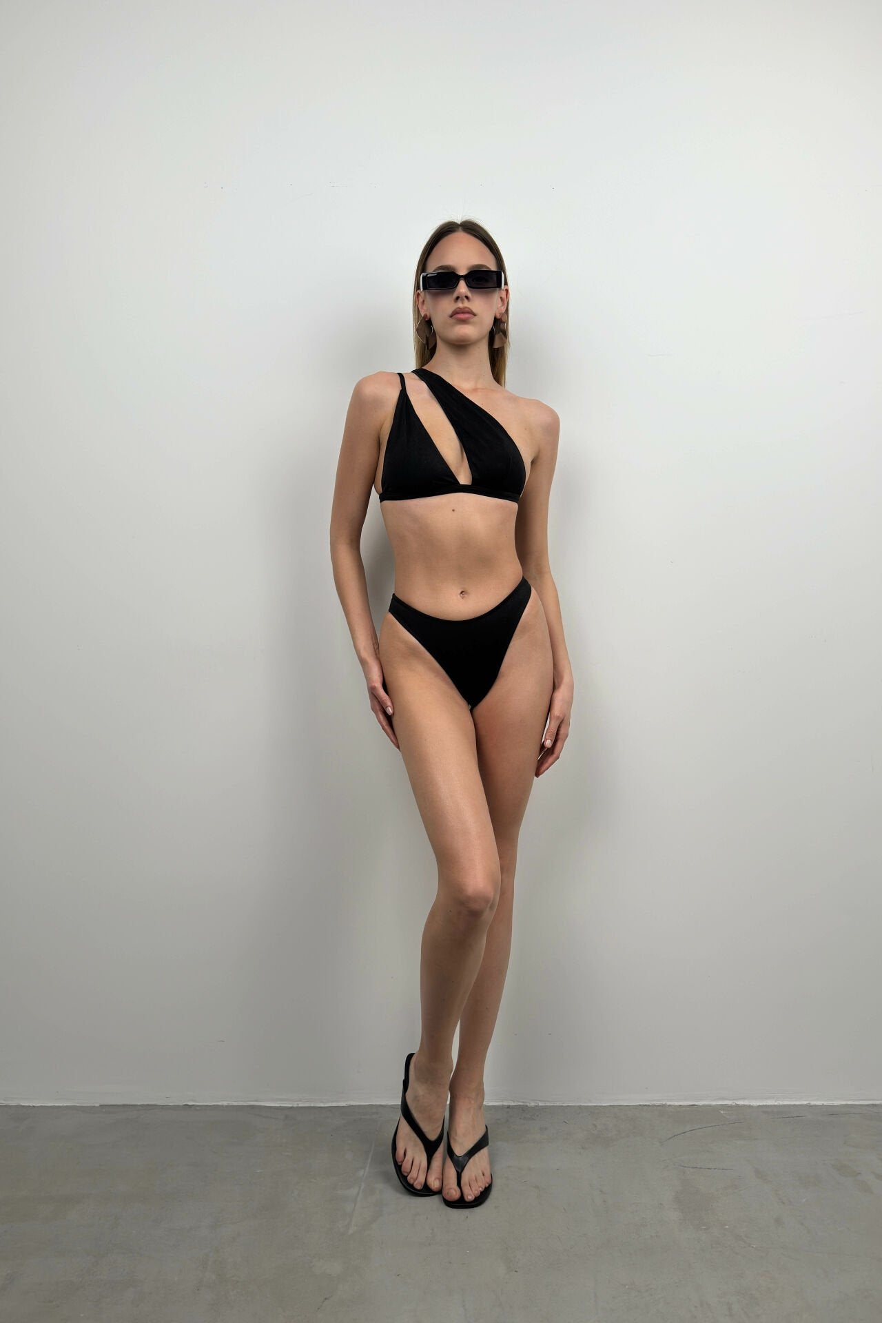 One Shoulder Black Bikini Set