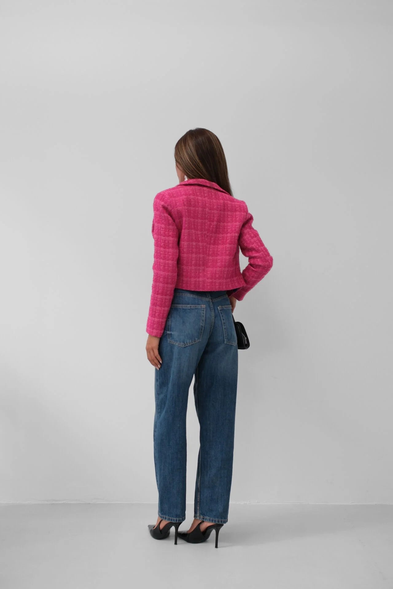 Tweed-Crop-Fuchsia-Blazerjacke