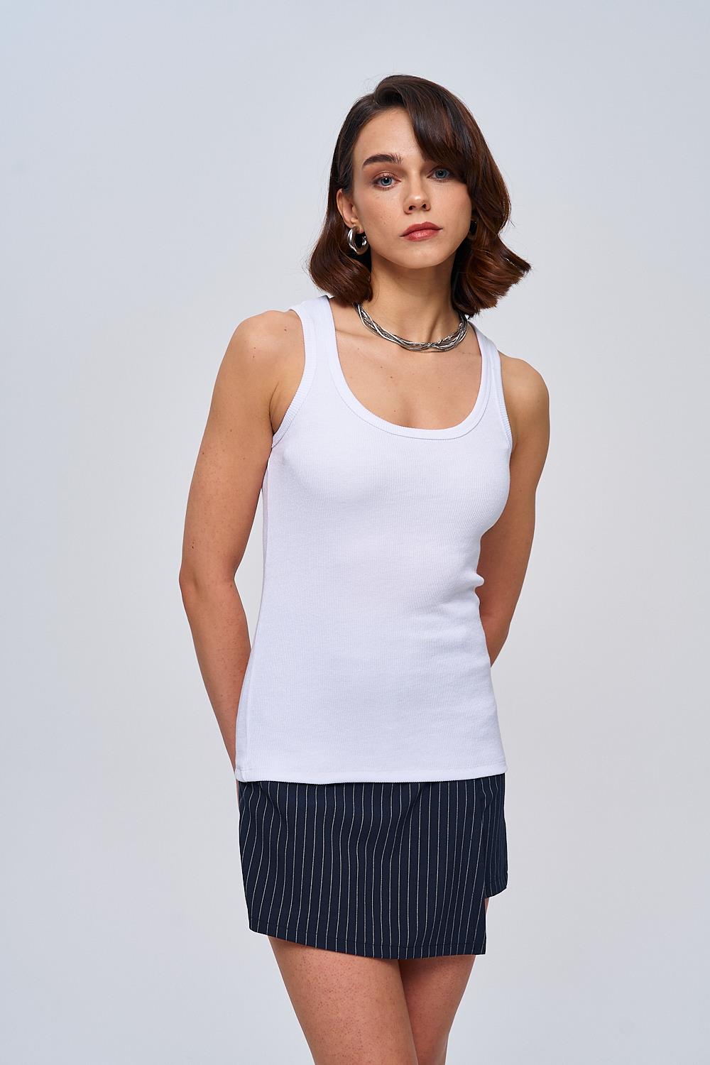 U-Neck White Undershirt for Women