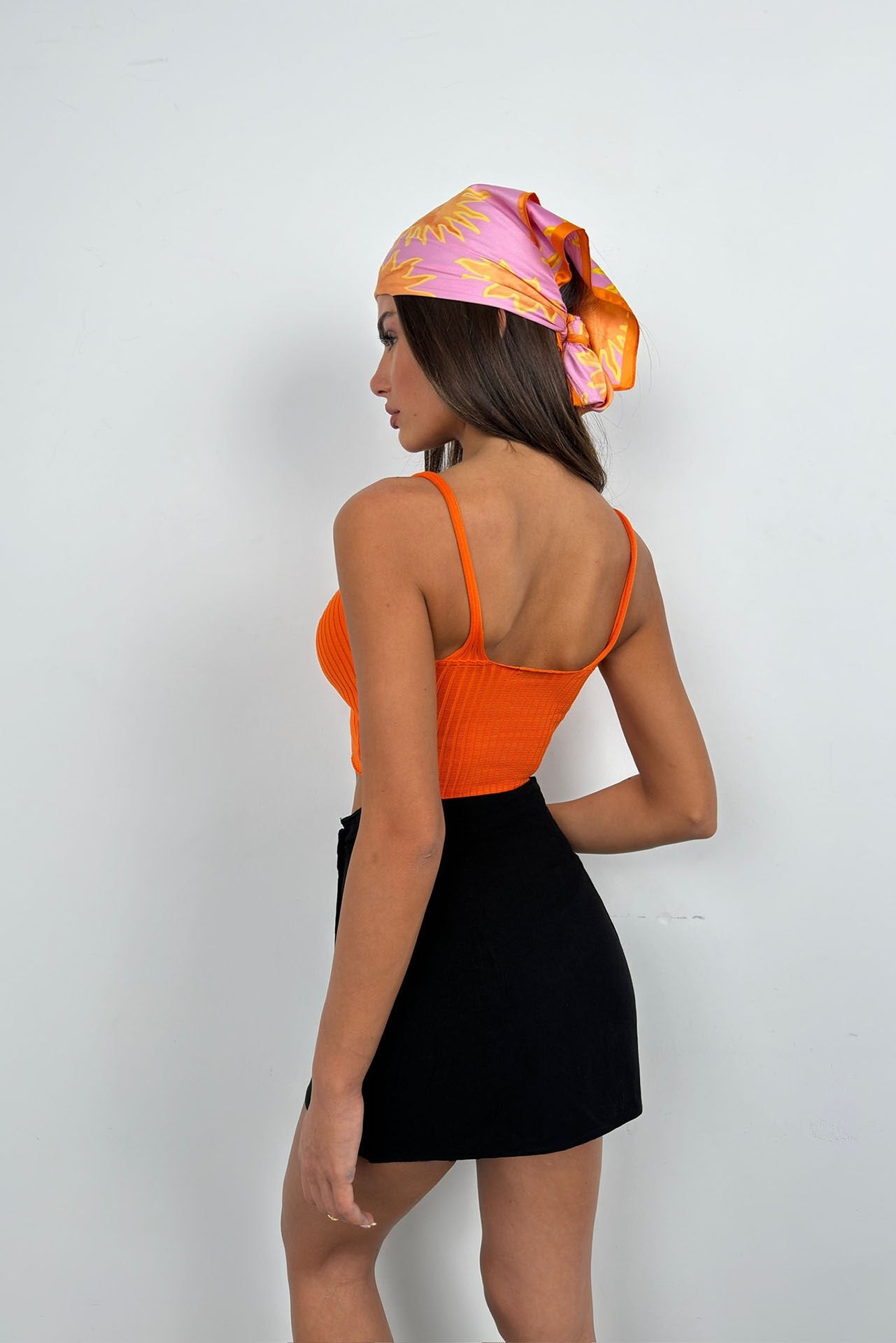 V Neck Orange Crop